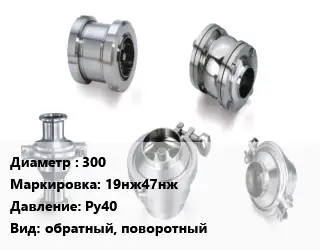 Клапан нержавеющий 300 19нж47нж Ру40 обратный, поворотный